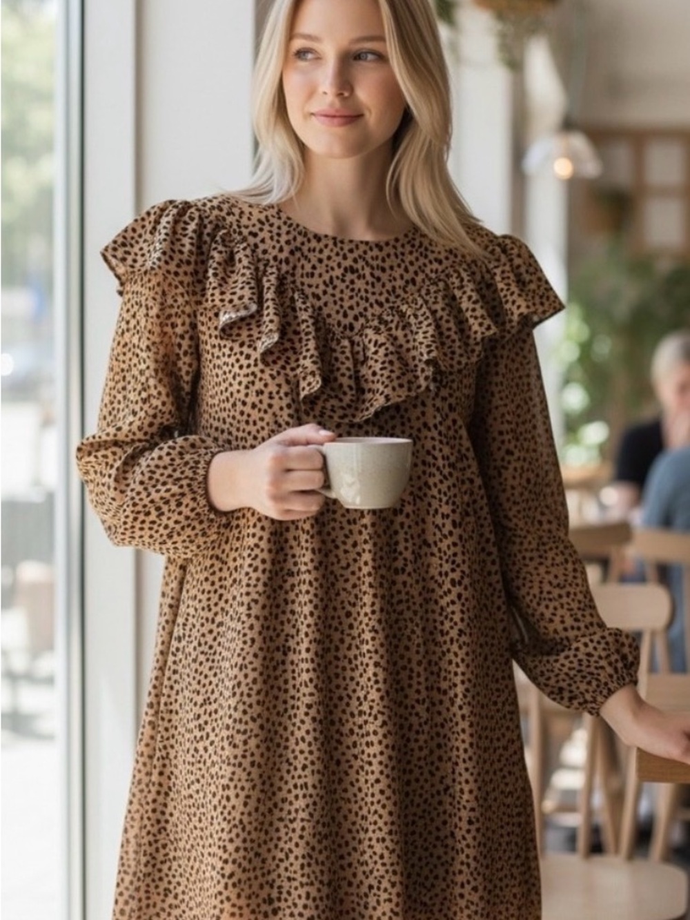 Michelle McDowell Leopard Print Ruffle Dress, Size XL